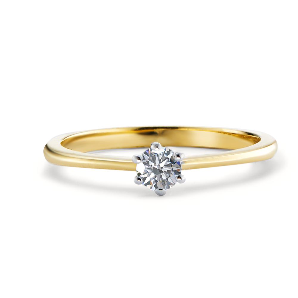 Anillo solitario 750/oro amarillo de 18 quilates, 750/oro blanco de 18 quilates Diamante 0.15 ct, w-si