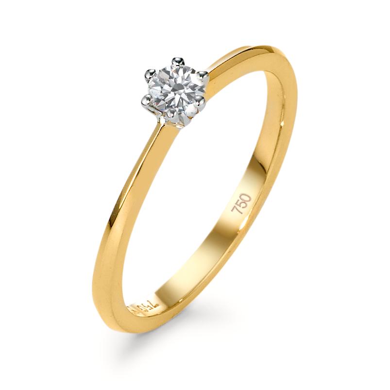 Anillo solitario 750/oro amarillo de 18 quilates, 750/oro blanco de 18 quilates Diamante 0.15 ct, w-si