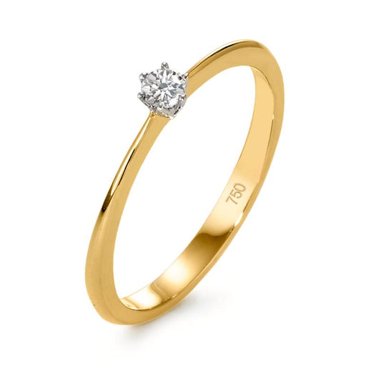 Anillo solitario 750/oro amarillo de 18 quilates, 750/oro blanco de 18 quilates Diamante 0.07 ct, w-si