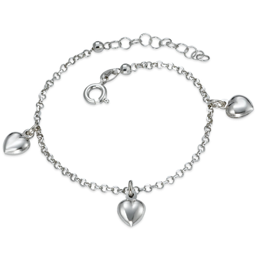 Pulsera Plata Rodio plateado Corazón 15-18 cm Ø7 mm