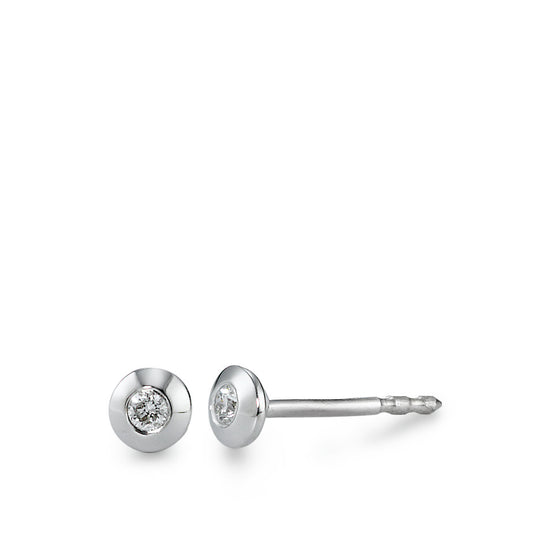 Pendientes Oro blanco de 585/14 kt. Diamante 0.05 ct, 2 piedras, w-si Ø4 mm