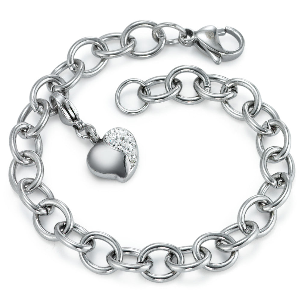 Pulsera Acero inoxidable Circonita Corazón 19 cm Ø7 mm