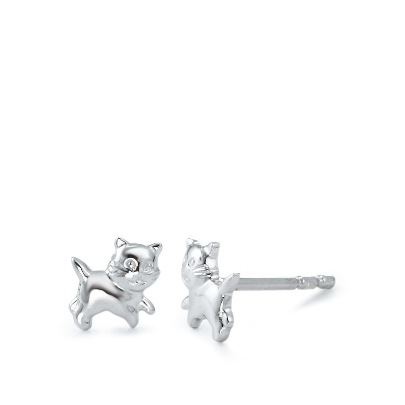 Pendientes Plata Rodio plateado Gato Ø5 mm