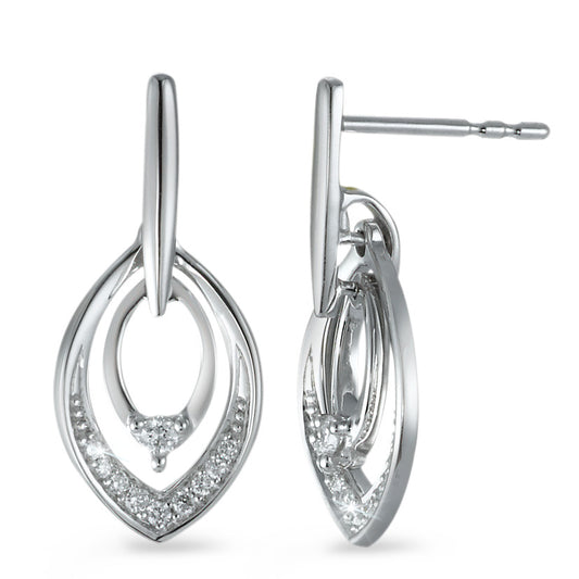 Pendientes 750/oro blanco de 18 quilates Diamante 0.12 ct, 20 piedras, [Brillant], w-si