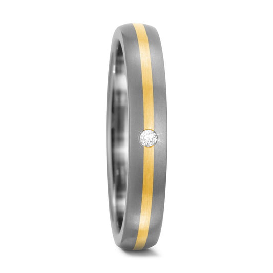 Anillo de pareja Titanio, 750/oro amarillo de 18 quilates Diamante 0.02 ct