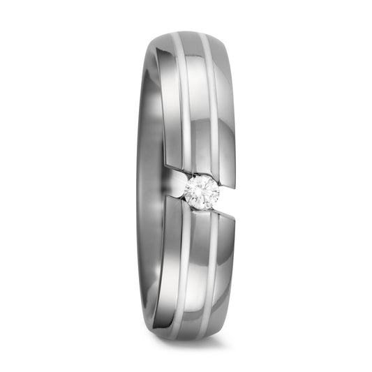 Anillo de pareja Titanio, Cerámica Diamante 0.05 ct, w-si