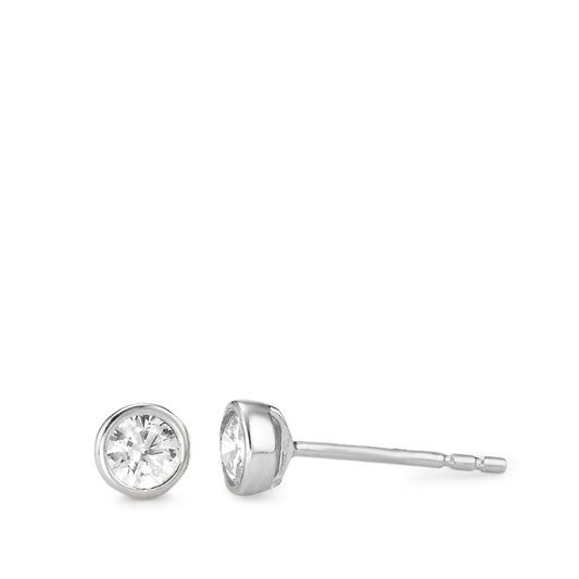 Pendientes 750/oro blanco de 18 quilates Circonita 2 piedras Ø4.5 mm