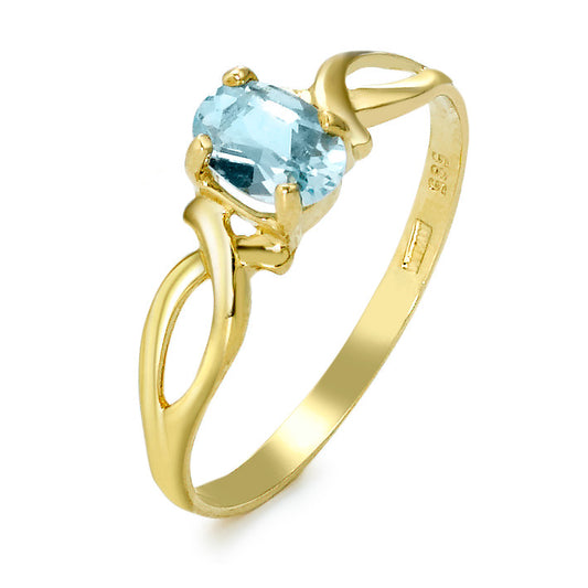 Anillo de dedo Oro amarillo de 585/14 kt. Topacio azul, [oval]