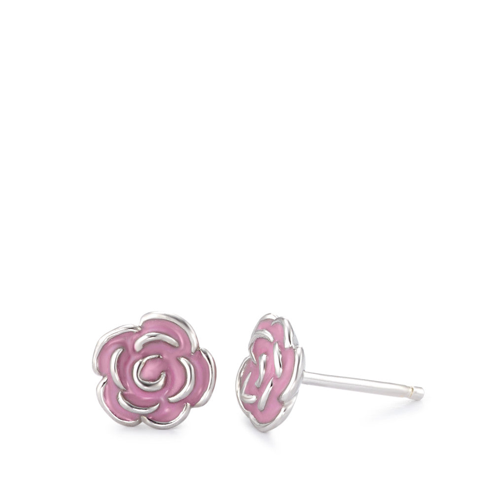 Pendientes Plata Rodio plateado rosa Ø8 mm