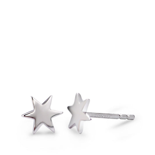 Pendientes Plata Rodio plateado estrella Ø6 mm