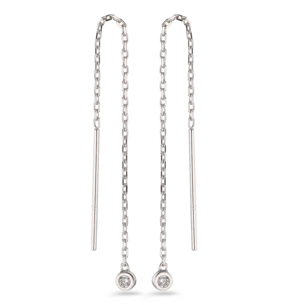 Aretes Plata Circonita 2 piedras Rodio plateado Ø3 mm