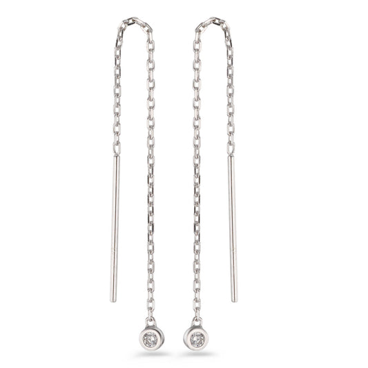 Aretes Plata Circonita 2 piedras Rodio plateado Ø3 mm