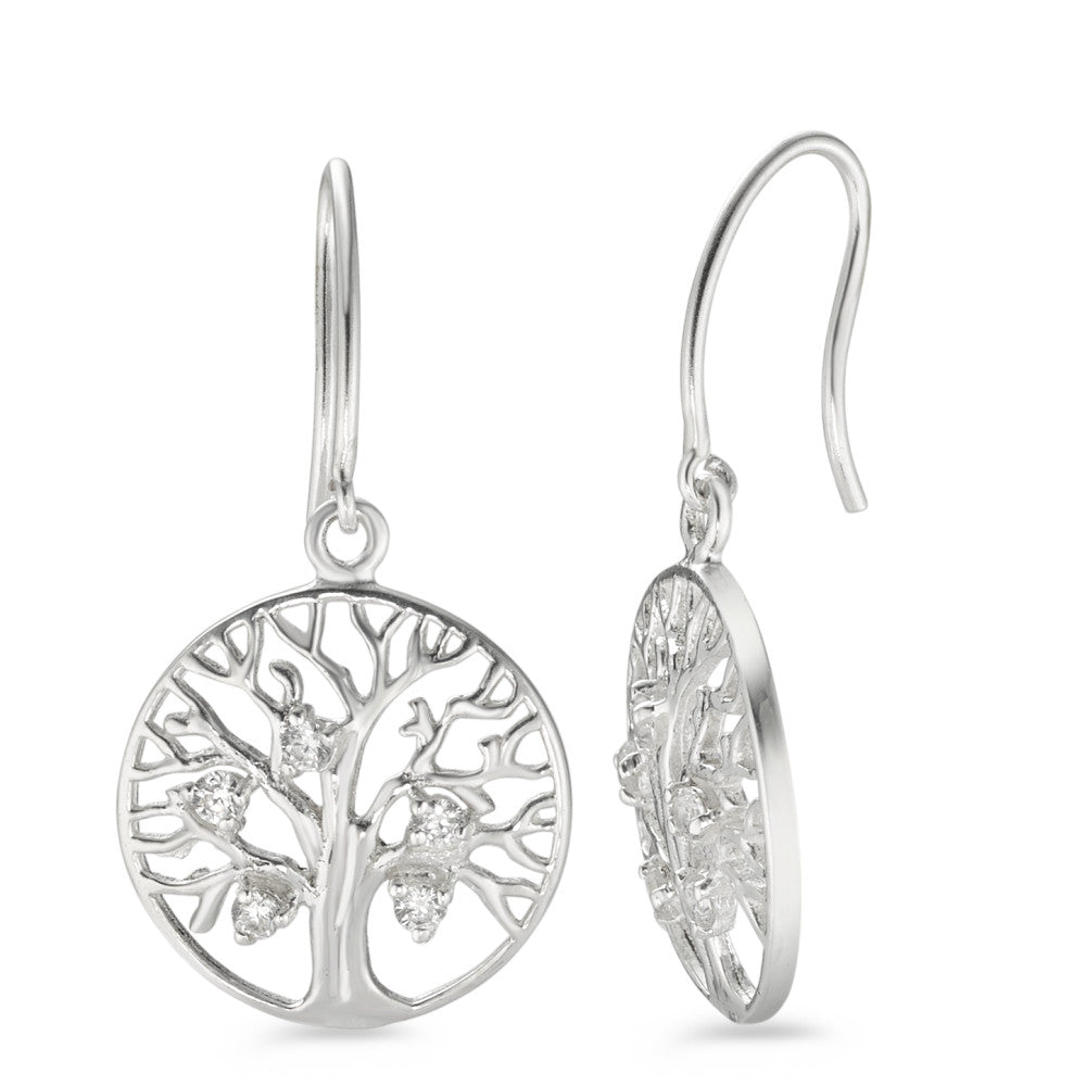 Pendientes Plata Circonita 10 piedras Plateado árbol de la vida