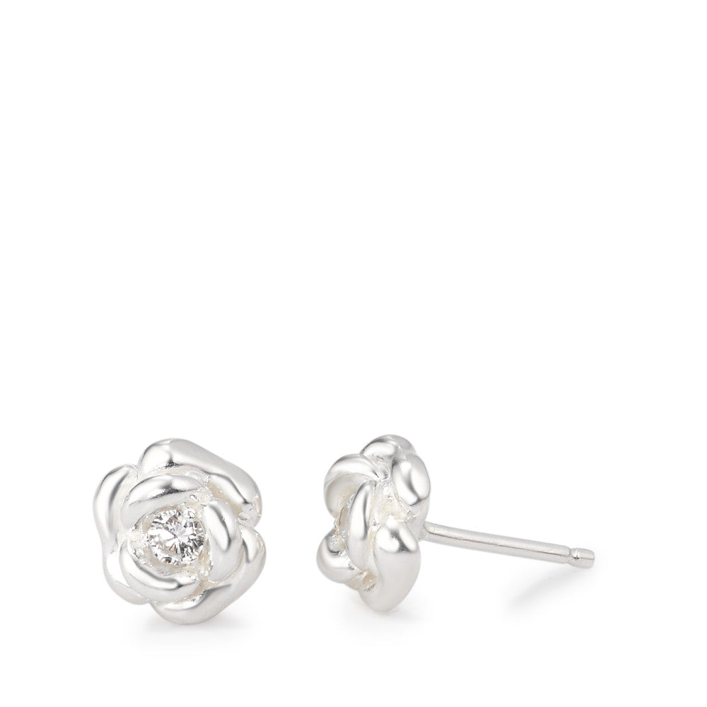 Pendientes Plata Circonita 2 piedras rosa Ø9 mm