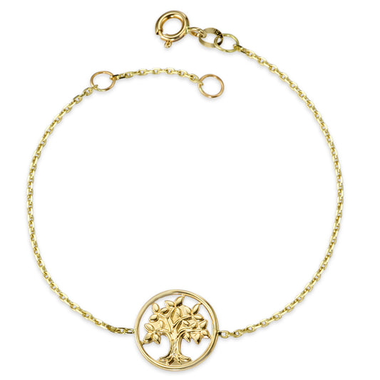 Pulsera 750/oro amarillo de 18 quilates árbol de la vida 14-16 cm Ø12 mm