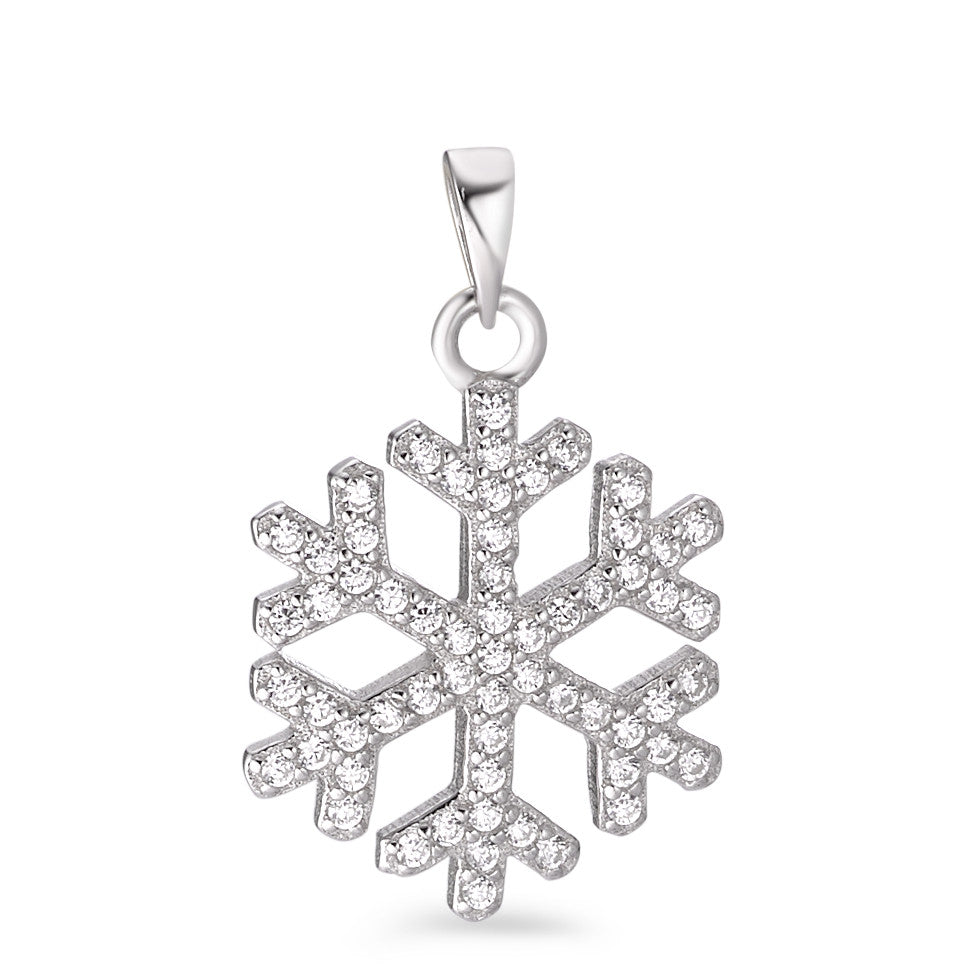 Colgante Plata Circonita Rodio plateado Copo de nieve Ø14 mm