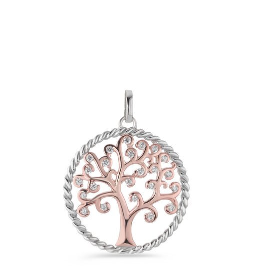 Colgante Plata Circonita Rosa Dorado árbol de la vida Ø25 mm