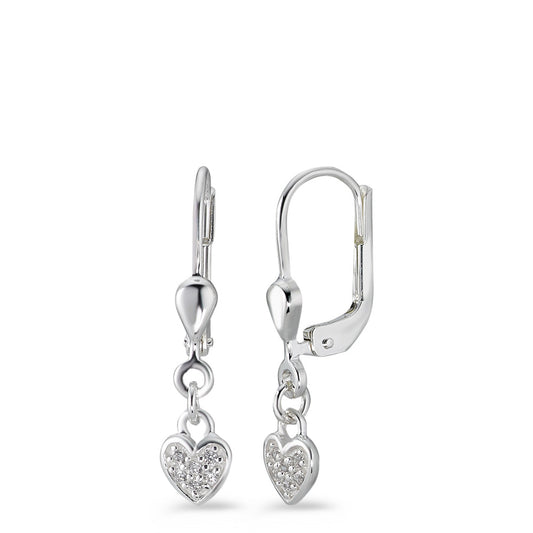 Pendientes Plata Circonita blanco Rodio plateado Corazón