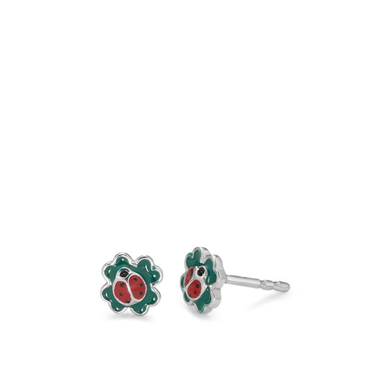 Pendientes Plata Bicolor Rodio plateado mariquita Ø6 mm