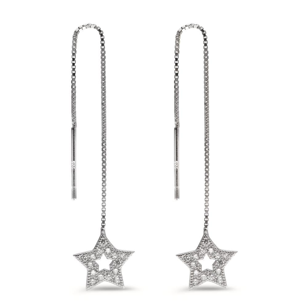 Aretes Plata Circonita Rodio plateado estrella Ø9 mm