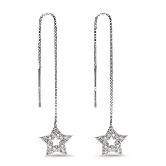 Aretes Plata Circonita Rodio plateado estrella Ø9 mm