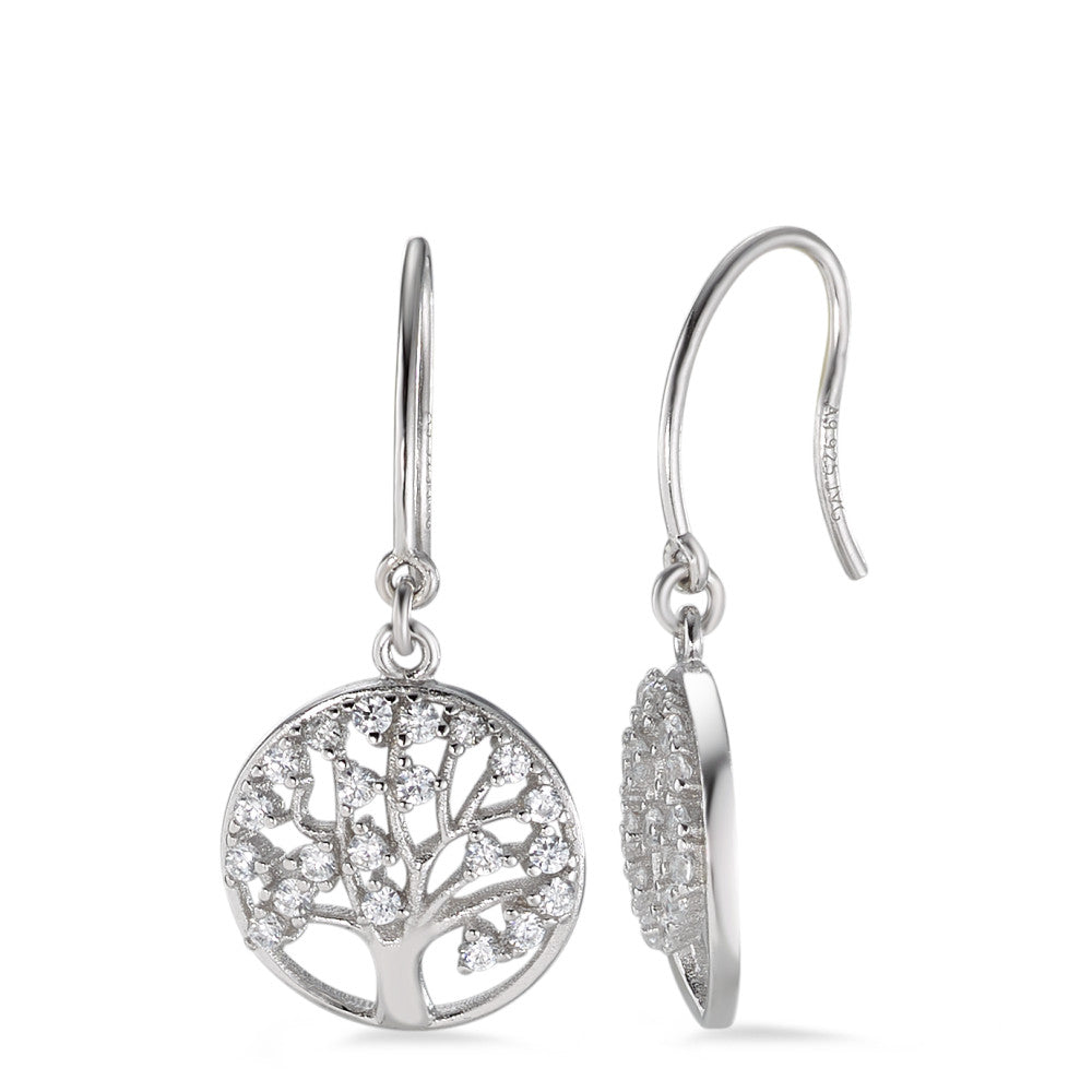 Pendientes Plata Circonita Rodio plateado árbol de la vida