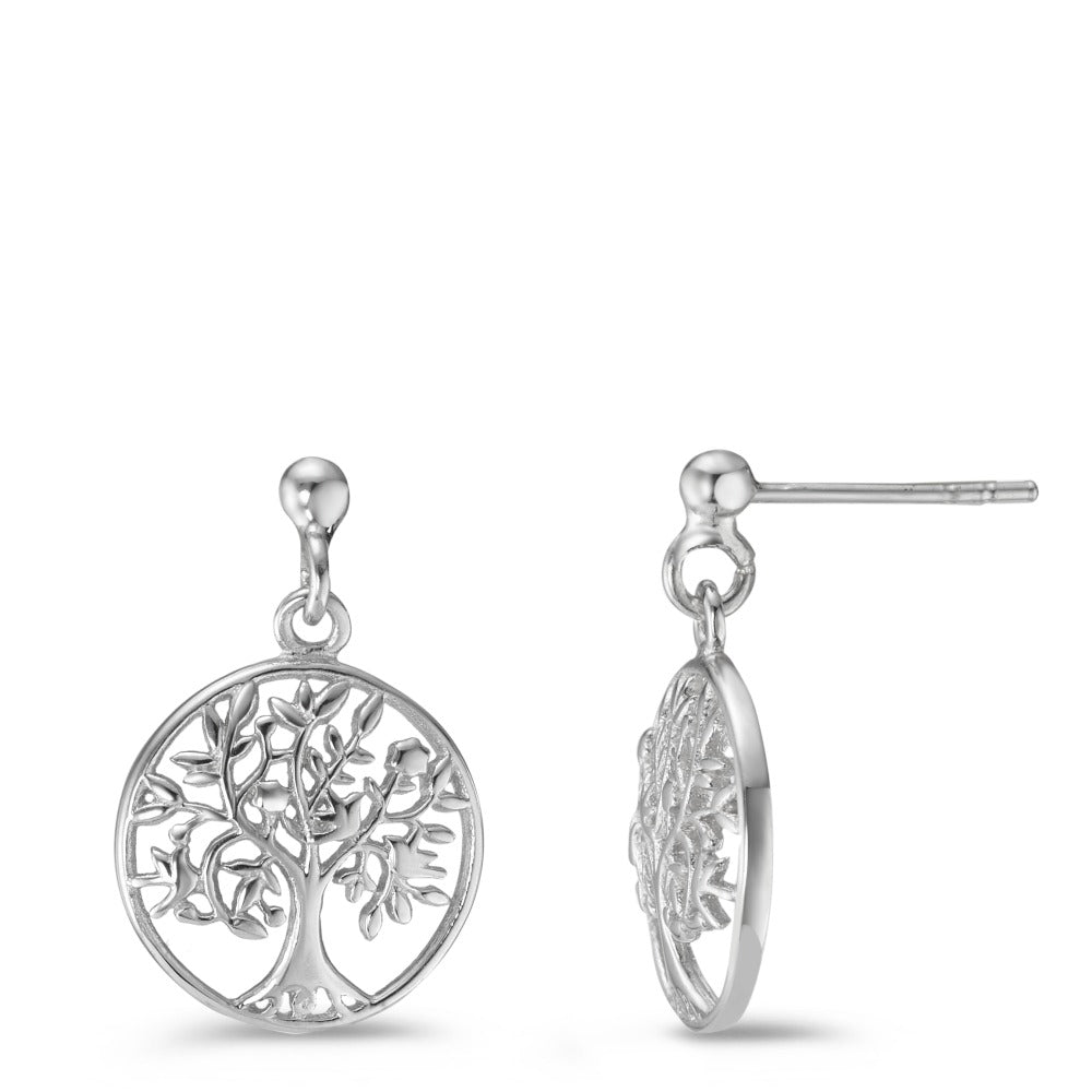 Pendientes Plata Rodio plateado árbol de la vida