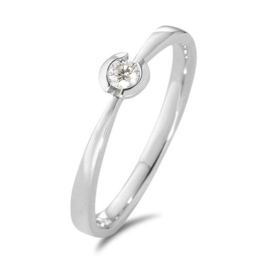 Anillo solitario 750/oro blanco de 18 quilates Diamante blanco, 0.10 ct, [Brillant], w-si