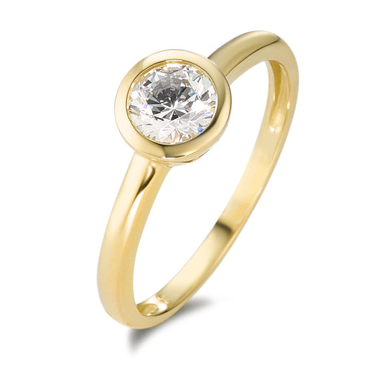 Anillo solitario Oro amarillo de 375/9K Circonita blanco Ø6.7 mm