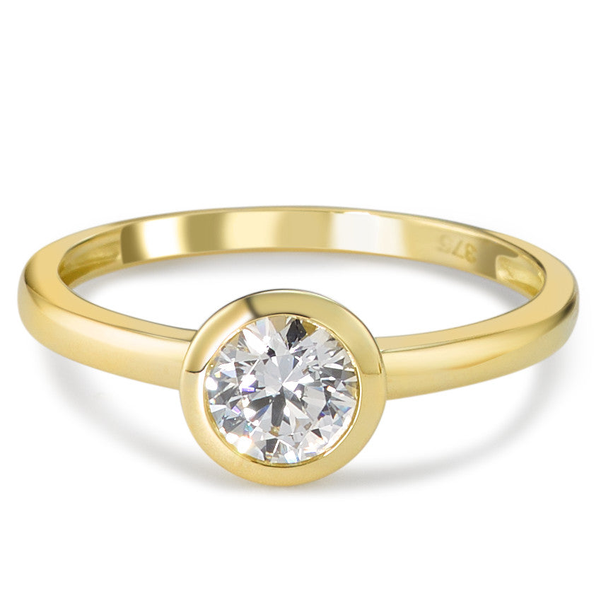 Anillo solitario Oro amarillo de 375/9K Circonita blanco Ø6.7 mm