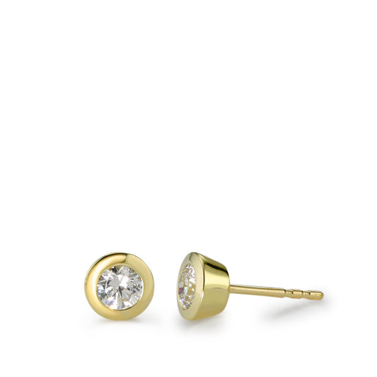 Pendientes Oro amarillo de 375/9K Circonita blanco, 2 piedras Ø6 mm