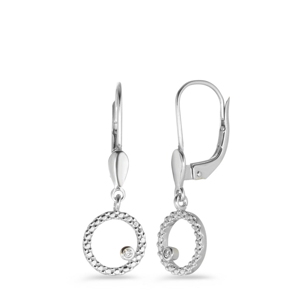 Pendientes Oro blanco de 375/9 quilates Diamante blanco, 0.016 ct, 2 piedras, [Brillant], p1 Ø8 mm