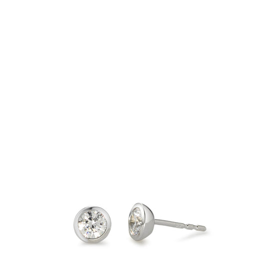 Pendientes Oro blanco de 375/9 quilates Circonita blanco, 2 piedras Ø5.5 mm