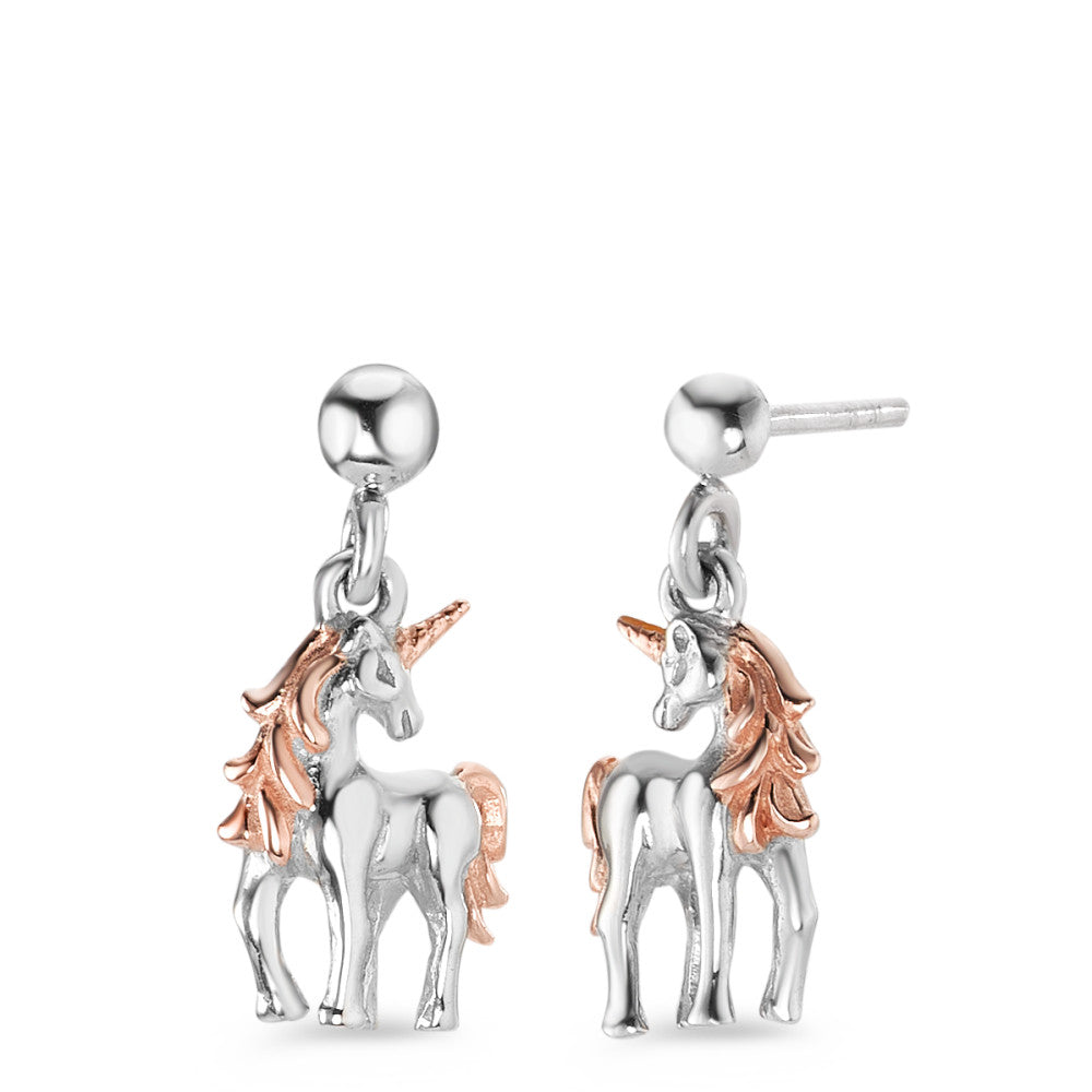 Pendientes Plata Rosa Bicolor Unicornio