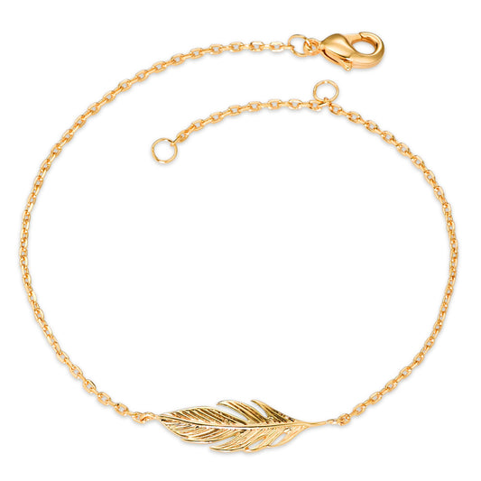 Pulsera Bronce Amarillo Dorado Pluma 18 cm