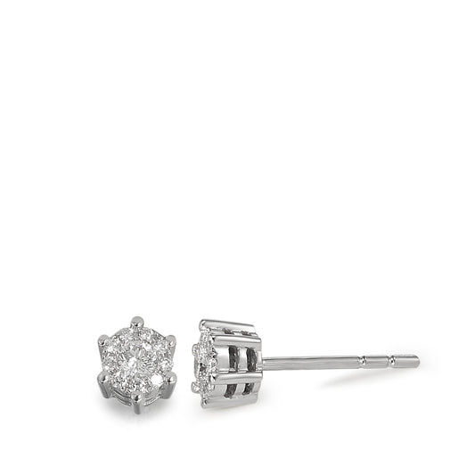 Pendientes 750/oro blanco de 18 quilates Diamante 0.185 ct, 20 piedras, w-si Ø4.5 mm