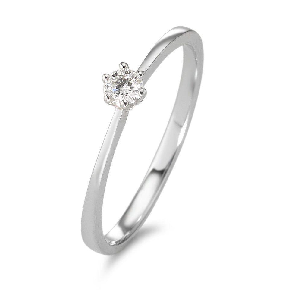 Anillo solitario 750/oro blanco de 18 quilates Diamante 0.10 ct, w-si