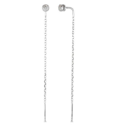 Aretes Plata Circonita 14 piedras Rodio plateado Ø4 mm