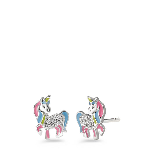 Pendientes Plata Circonita Rodio plateado Unicornio