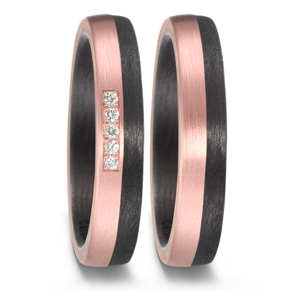 Anillo de pareja oro rosa de 585/14 kt, Carbón