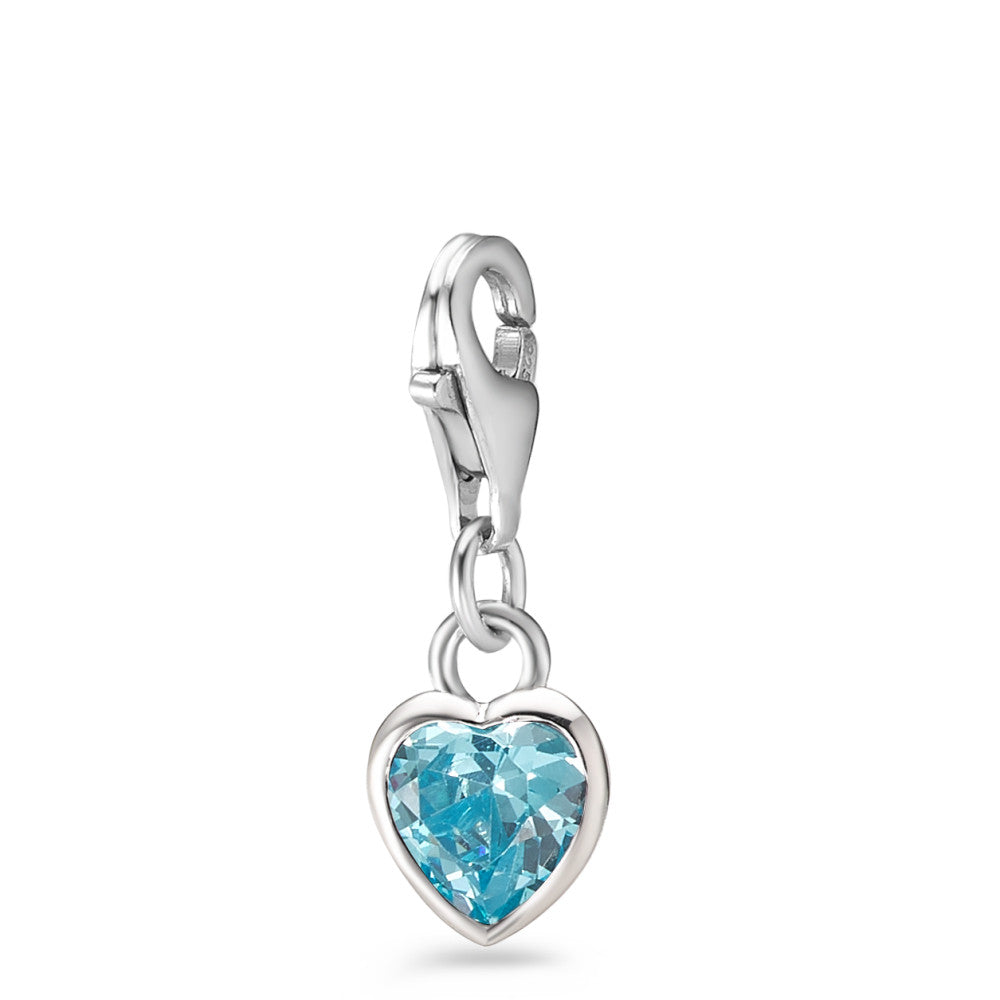 Charms Plata Circonita agua Rodio plateado Corazón Ø7 mm