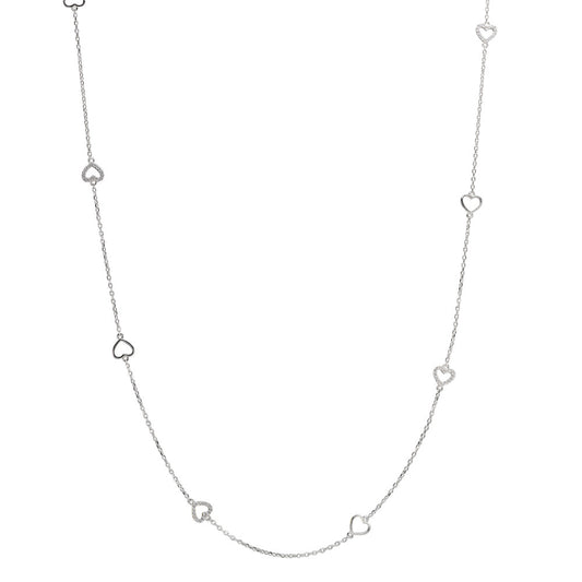 Collar Plata Circonita Rodio plateado Corazón 90 cm