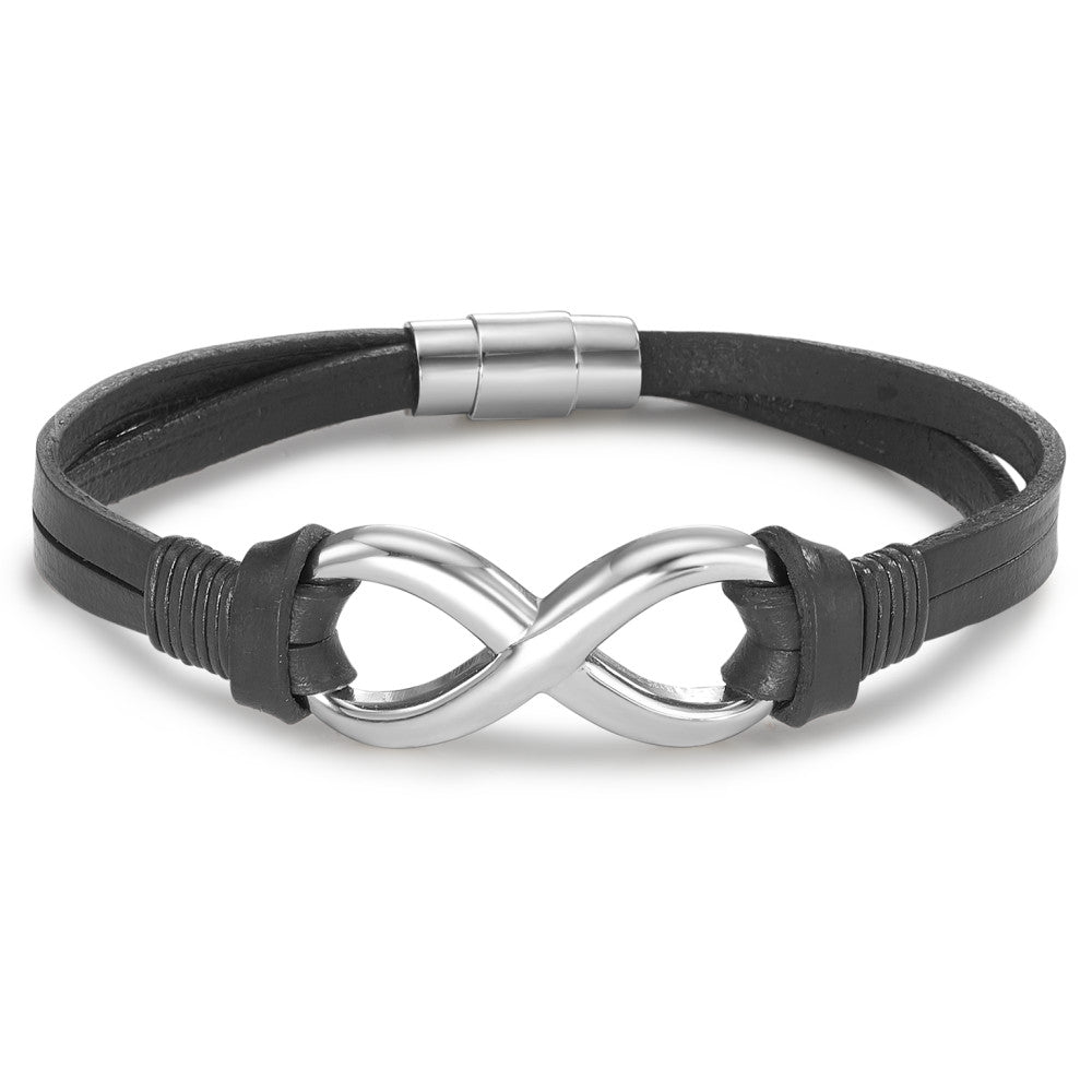 Pulsera Cuero, Acero inoxidable Infinito 17 cm