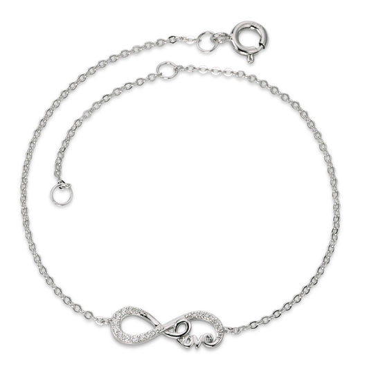 Pulsera Plata Circonita Rodio plateado Infinito 17-20 cm