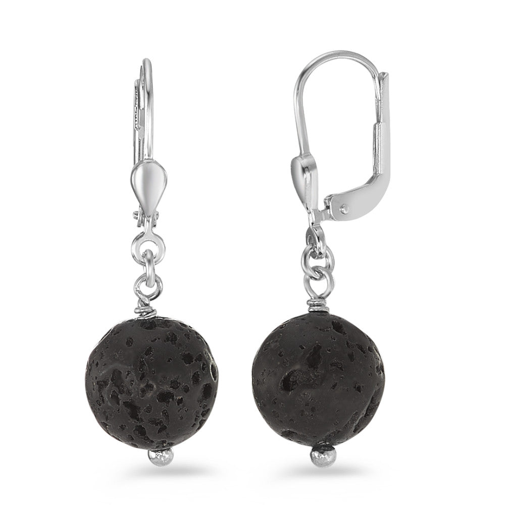 Pendientes Plata Lava 2 piedras Rodio plateado