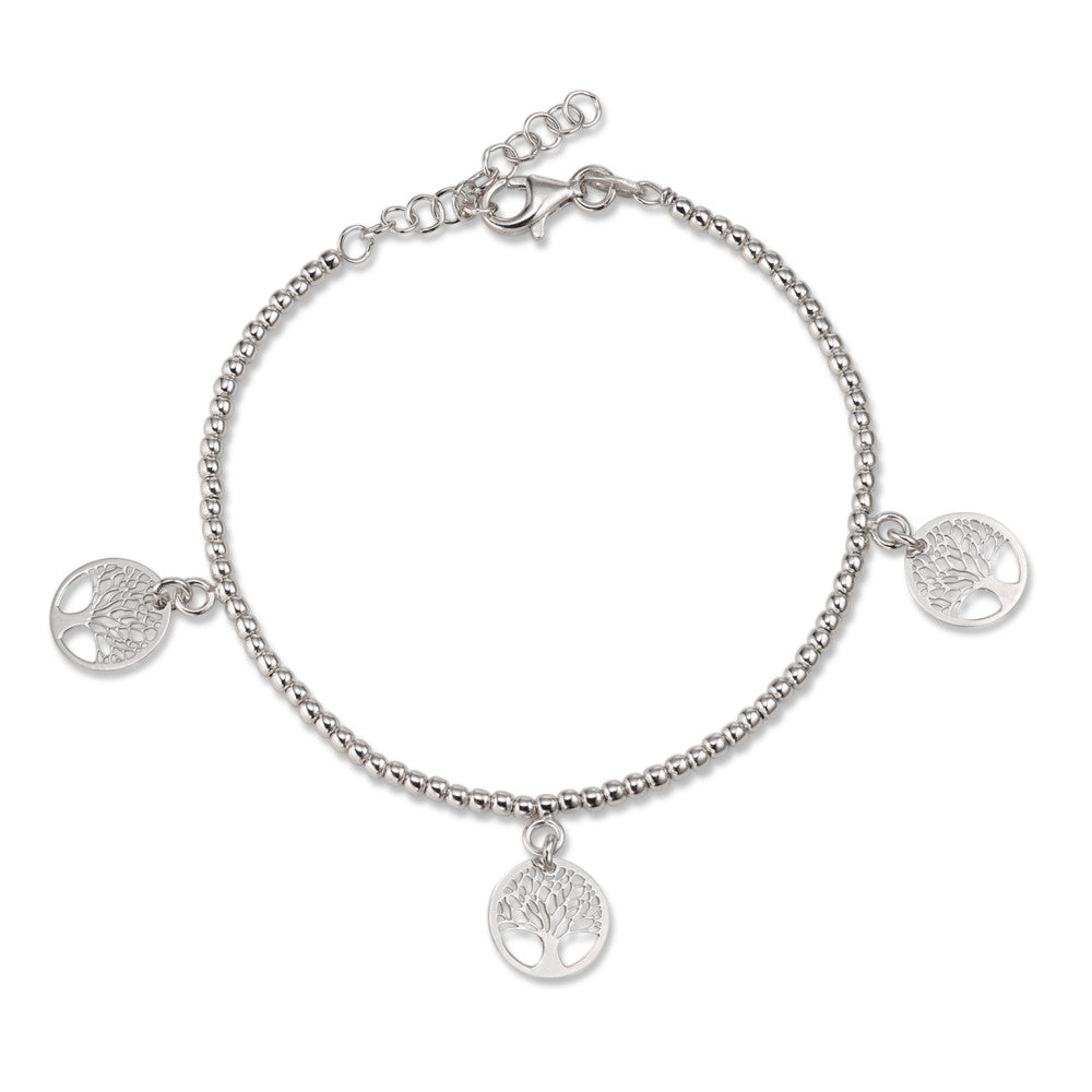 Pulsera Plata Rodio plateado árbol de la vida 16-19 cm Ø10 mm