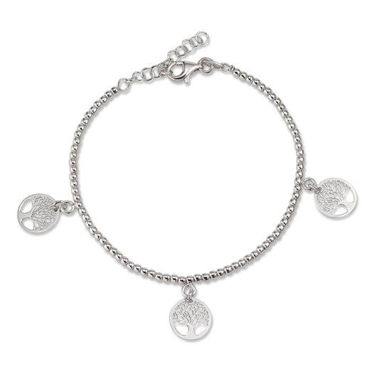 Pulsera Plata Rodio plateado árbol de la vida 16-19 cm Ø10 mm