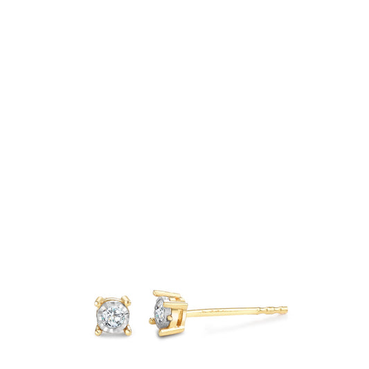 Pendientes 750/oro amarillo de 18 quilates Diamante 0.07 ct, 2 piedras, w-pi2 Ø3.2 mm