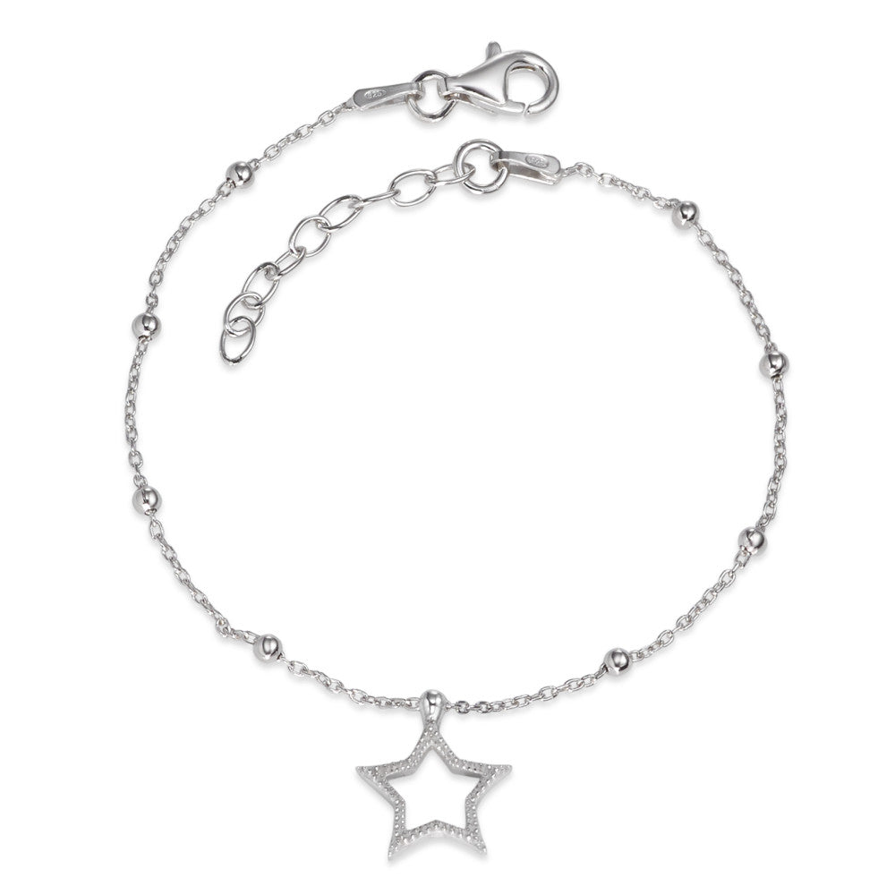 Pulsera Plata Rodio plateado estrella 16.5-19 cm