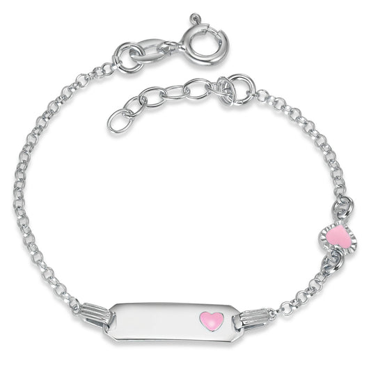 Pulsera grabada Plata Rodio plateado Corazón 13-15 cm